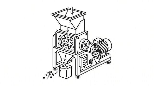 Industrial plastic shredder machine line icon for recycling process