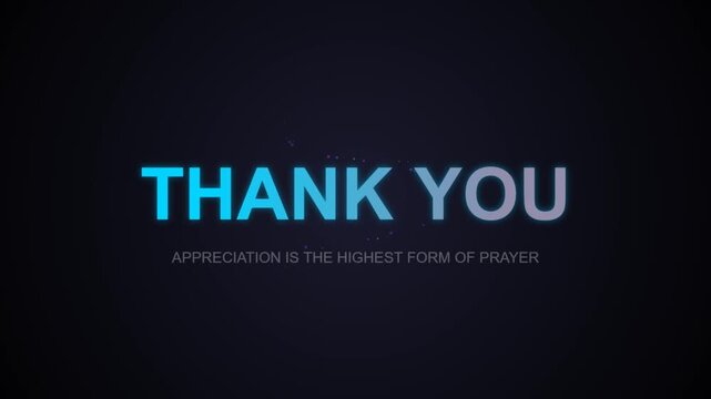 Thank you message with appreciation quote on dark background