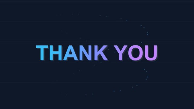 Thank you text with neon blue and purple gradient