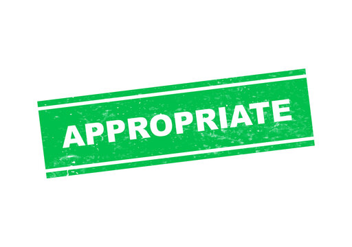 Green approval stamp with appropriate label isolated on transparent background