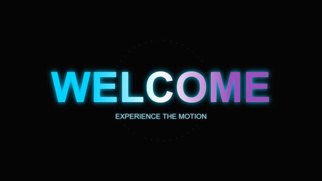 Glowing neon welcome text animation on black background