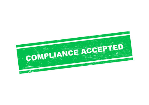 Green compliance accepted stamp with bold white text isolated on transparent background