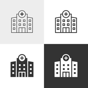 Hospital vector icon in outline and solid styles, Editable stroke.