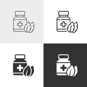 Herbal medicine vector icon in outline and solid styles, Editable stroke.