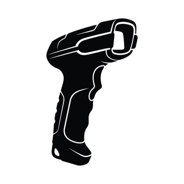 Halloween, Barcode scanner vector icon, handheld laser reader silhouette, black retail checkout scanner for warehouse and logistics isolated on White Background