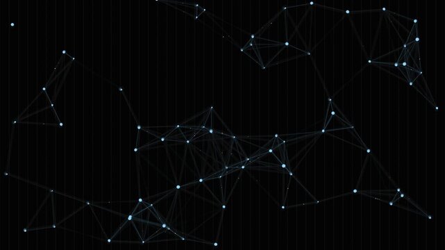Digital network plexus connecting nodes on a dark background