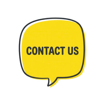 Yellow speech bubble with contact us text isolated on transparent background