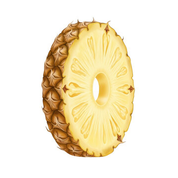 Fresh pineapple slice isolated on white