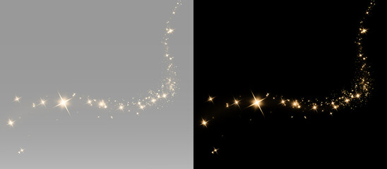 golden stars and bright glitter form a gentle upward stream of shimmering light and soft magic © Alehandro