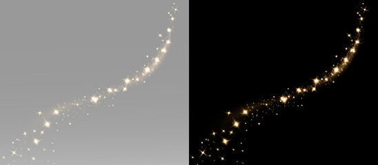 golden stars and bright glitter form a gentle upward stream of shimmering light and soft magic © Alehandro