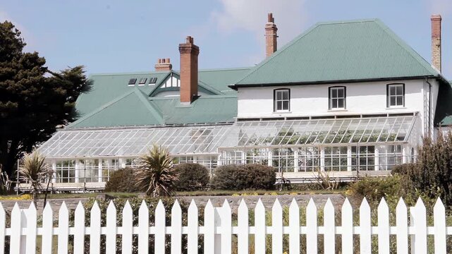 Historic Government House Building In Stanley Falkland Islands (Islas Malvinas) - 4K