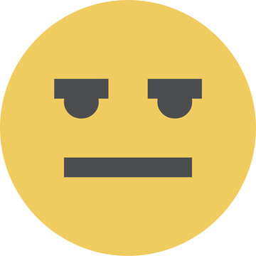 Minimalist neutral face emoji flat vector illustration featuring a simple yellow circle with expressionless eyes and mouth