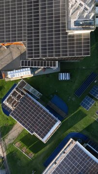 Multiple Solar Panel Technologies at a Renewable Energy Research and Innovation Facility in Florian&oacute;polis, Brazil. Aerial View.