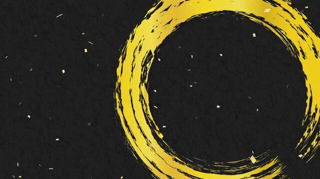 brush circle thick01 gold right side confetti gold fall pattern01 loop （japanese paper pattern black background）