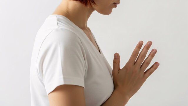 Woman performing breast self examination