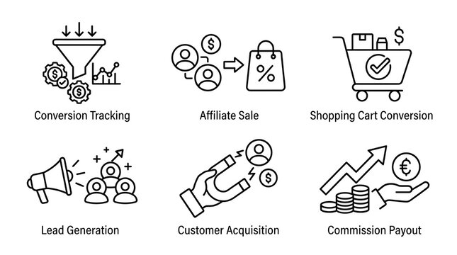 Affiliate Marketing and Sales Icon Set