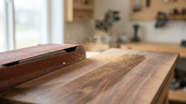Woodworking sanding sawdust workbench wood workshop