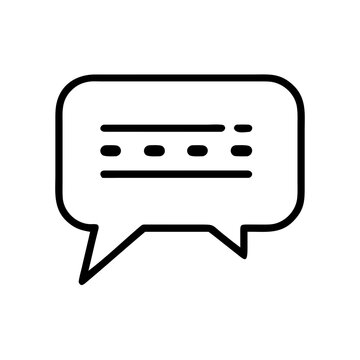 Chat bubble message outline icon for communication or conversation.