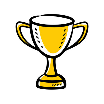 Gold trophy cup illustration for sports win and achievement.