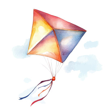 Watercolor illustration of Kite, isolated on white background