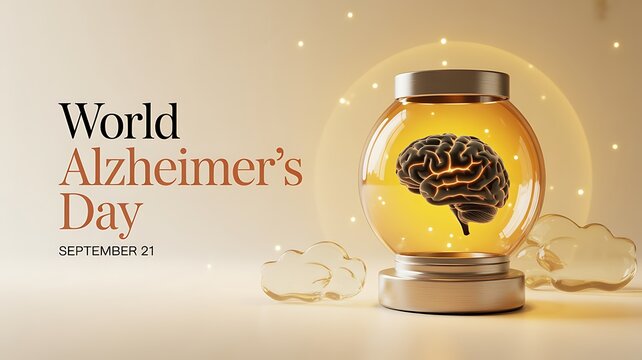Human brain in a glass jar for world alzheimers day