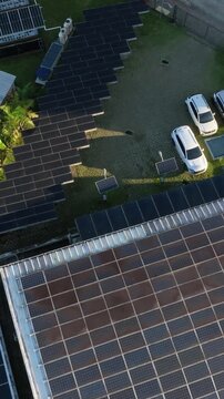 Solar Energy Research Facility with Rooftop and Ground-Mounted Photovoltaic Panels in Florian&oacute;polis, Brazil. Aerial View.