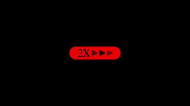 Red 2x speed playback button icon on black background