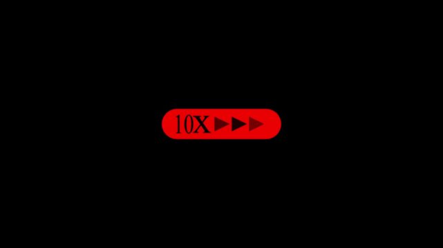 Red button with 10x speed fast forward icon