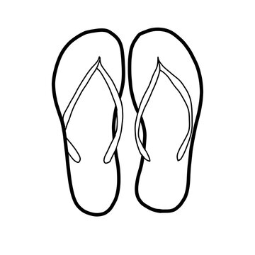 summer beach outdoor activity flip flop foot wear Hand drawn Organic line doodle