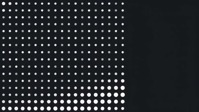 White halftone dots pulsing in wave pattern on black
