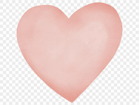 Soft pink heart watercolor romantic decorative illustration Vector.