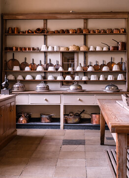 Kitchen Pots, Pans & Moulds In An English Country House In Essex