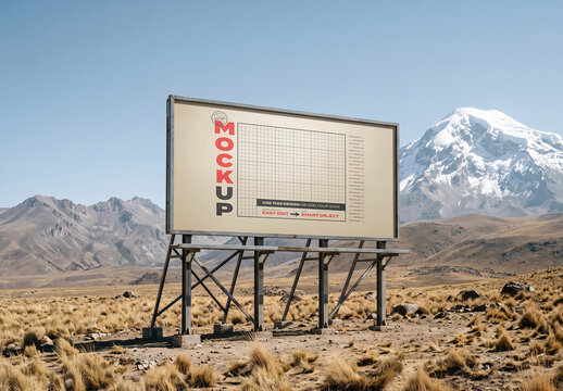 Billboard Sign in Mountain Land Mockup
