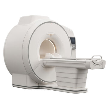 Modern MRI scanner machine isolated on transparent background for medical diagnostic imaging