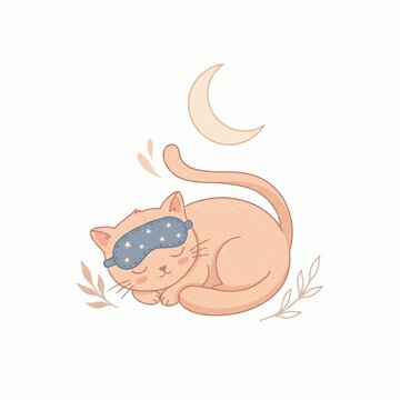 vector illustration of a cat sleep