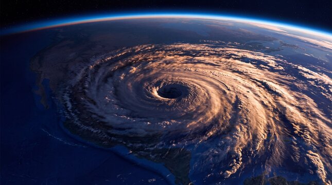 Massive Hurricane Viewed from Space Over Earth