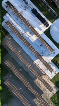 Solar Energy Technology Center with Rooftop Solar Panels, Ground-Mounted Arrays and Photovoltaic Research Systems in Florian&oacute;polis, Brazil. Aerial View.