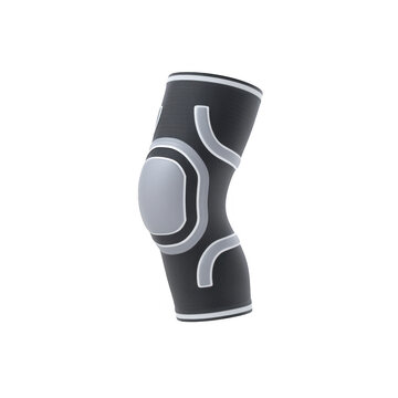 Stylish Black Compression Knee Sleeve with Innovative 3D Design Elements, isolated on transparent background.