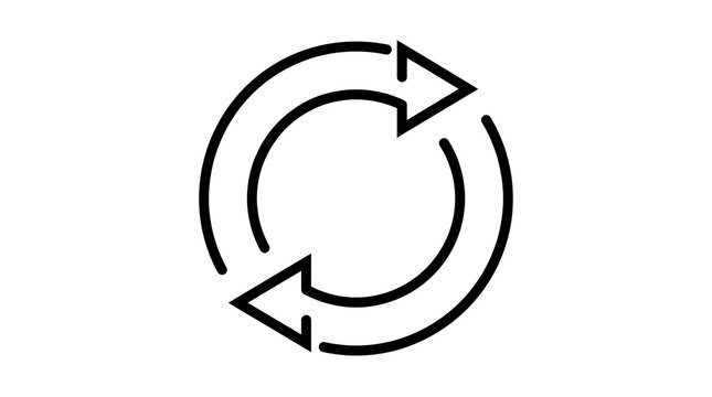 Circular refresh arrows icon symbolizing reload update repeat or continuous cycle process with minimalist rotation direction synchronize continuous