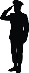 Fototapeta premium Soldier salute silhouette vector. Military salute vector icon