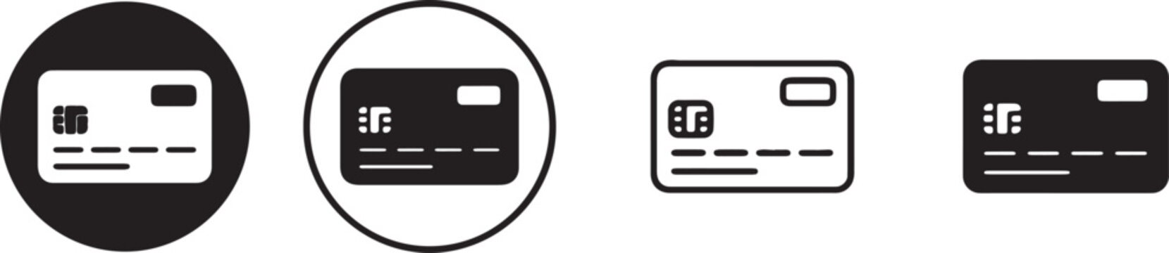 Credit Card Icon Collection Black and White Banking Payment Card Finance Debit Credit Transaction Purchase Wallet Money Business Online Payment Vector Illustration