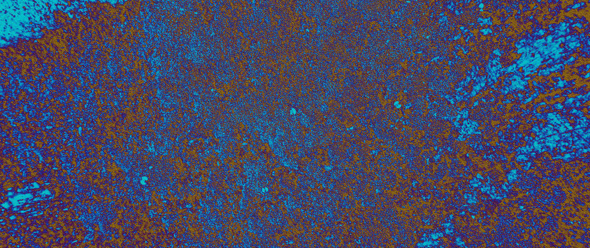 Abstract Vibrant Blue Orange Thermal Cyanotype Grunge Concrete Wall Texture Background