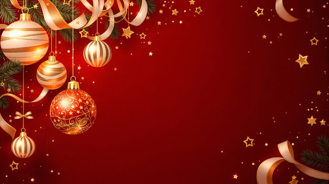 Christmas Greeting Card Template with Ornaments