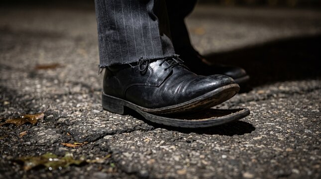 Leather shoe with peeled sole