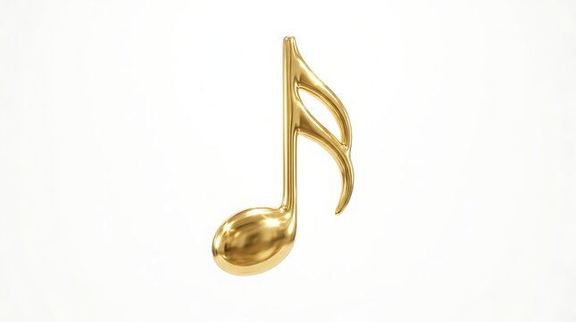 Gold musical note isolated on white background