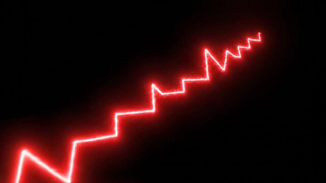 Red glowing steps ascending on black background