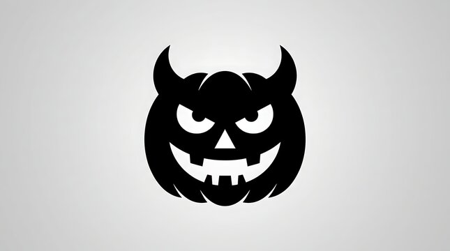 Black devil pumpkin face icon