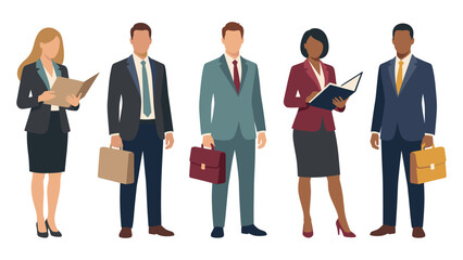 Obraz premium Professional business team standing in a row in formal attire wear.
