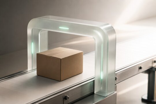 Shipping Box Passing Through Secure Automated Conveyor Checkpoint
