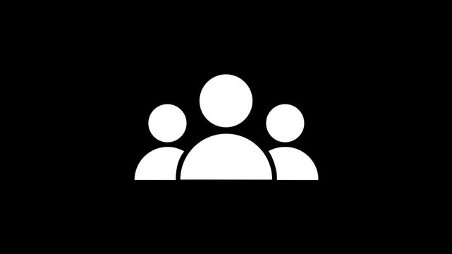 Group of three people icon isolated animation .Community icon,Business and team work icon animation . Motion graphic 4k animation video.